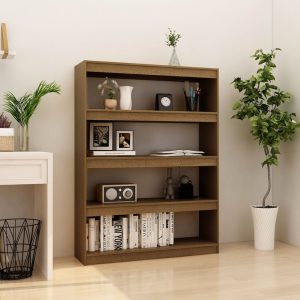 Book Cabinet Solid Pinewood – 100x30x135.5 cm, Honey Brown