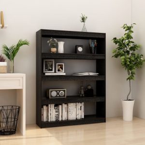 Book Cabinet Solid Pinewood – 100x30x135.5 cm, Black