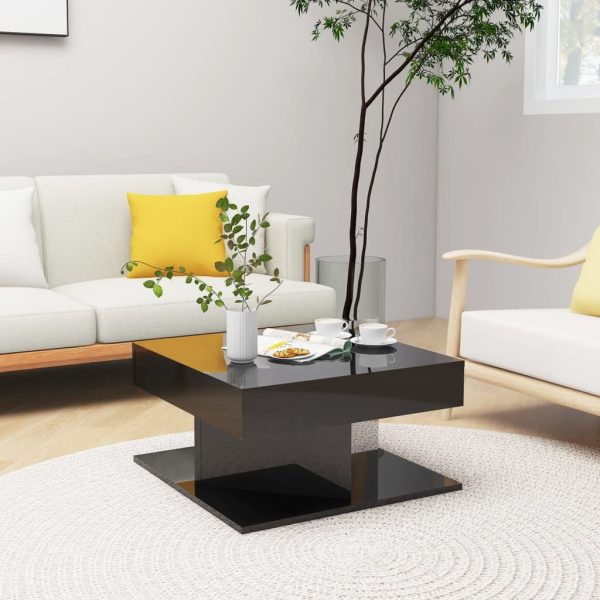 Coffee Table 57x57x30 cm Engineered Wood – High Gloss Black