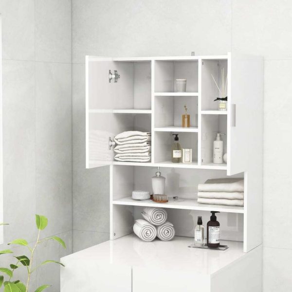 Washing Machine Cabinet 70.5×25.5×90 cm – High Gloss White