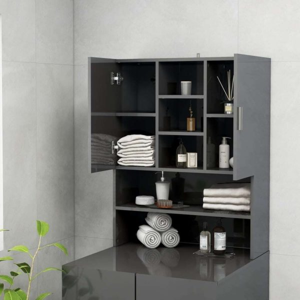 Washing Machine Cabinet 70.5×25.5×90 cm – High Gloss Grey