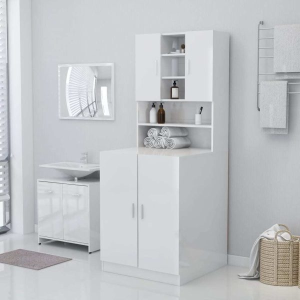 Washing Machine Cabinet 71×71.5×91.5 cm – High Gloss White