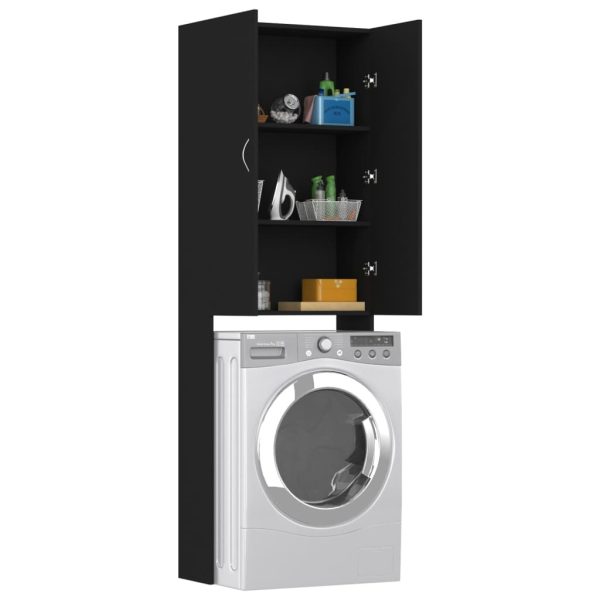 Washing Machine Cabinet 64×25.5×190 cm – Black