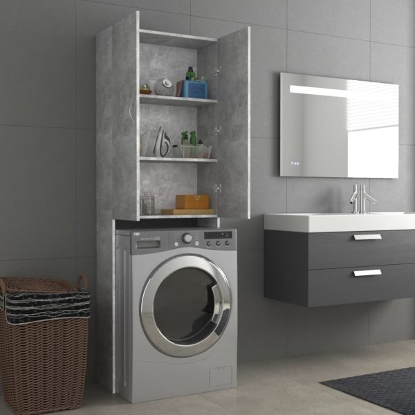 Washing Machine Cabinet 64×25.5×190 cm – Concrete Grey