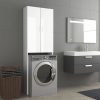 Washing Machine Cabinet 64×25.5×190 cm – High Gloss White