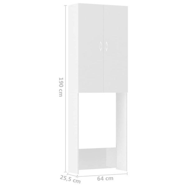 Washing Machine Cabinet 64×25.5×190 cm – High Gloss White