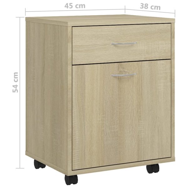Rolling Cabinet 45x38x54 cm Engineered Wood – Sonoma oak
