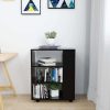 Rolling Cabinet 60x35x75 cm Engineered Wood – High Gloss Black
