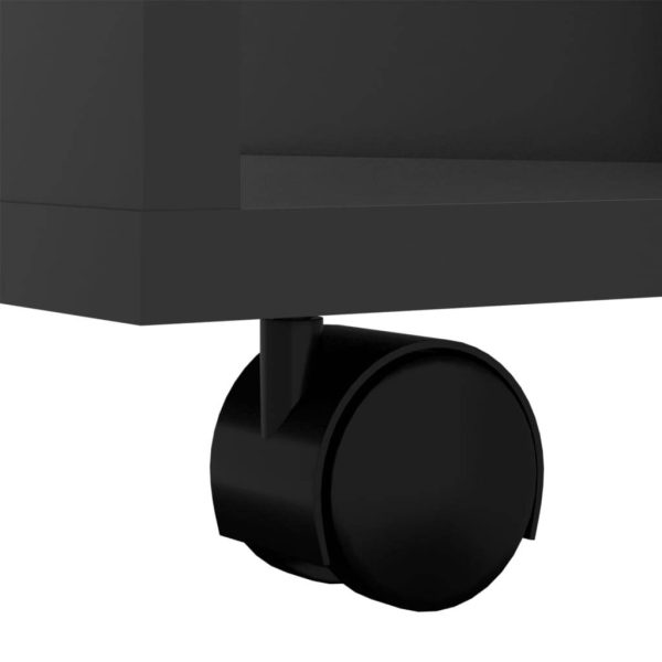 Rolling Cabinet 60x35x75 cm Engineered Wood – High Gloss Black
