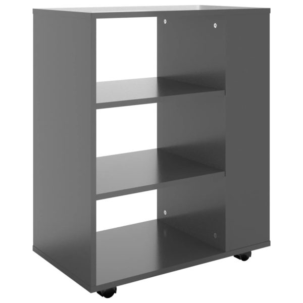 Rolling Cabinet 60x35x75 cm Engineered Wood – High Gloss Grey