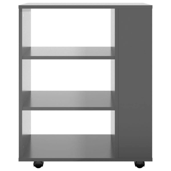 Rolling Cabinet 60x35x75 cm Engineered Wood – High Gloss Grey