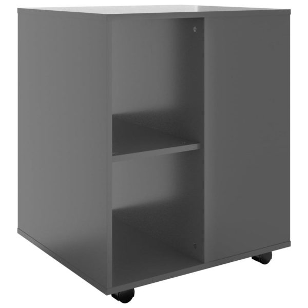 Rolling Cabinet High Gloss Grey 60x53x72 cm Engineered Wood