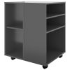 Rolling Cabinet High Gloss Grey 60x53x72 cm Engineered Wood