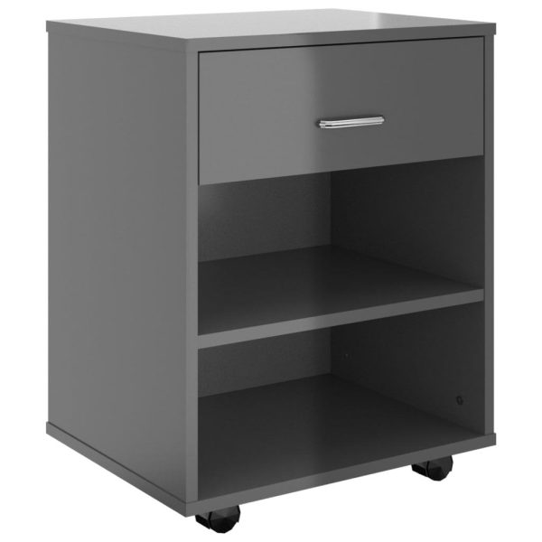 Rolling Cabinet 46x36x59 cm Engineered Wood – High Gloss Grey