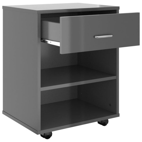 Rolling Cabinet 46x36x59 cm Engineered Wood – High Gloss Grey