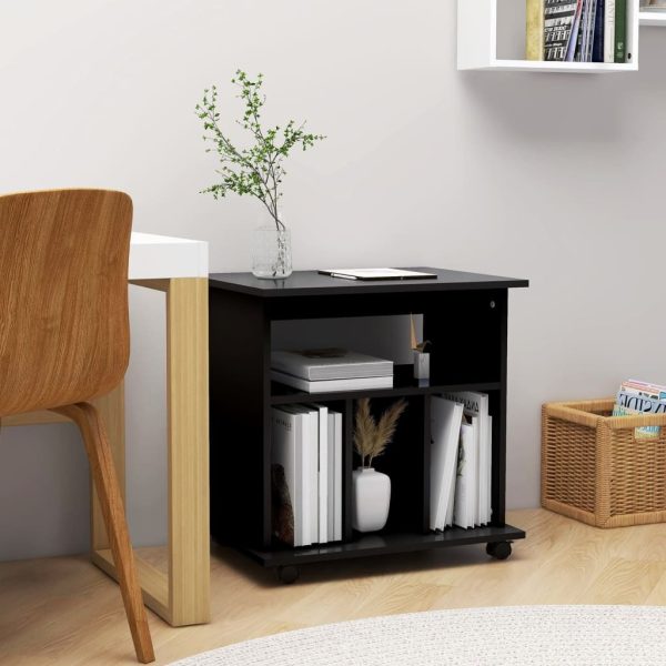 Rolling Cabinet 60x45x60 cm Engineered Wood – Black