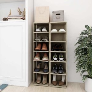 Shoe Cabinet 27.5x27x102 cm Engineered Wood – Sonoma oak