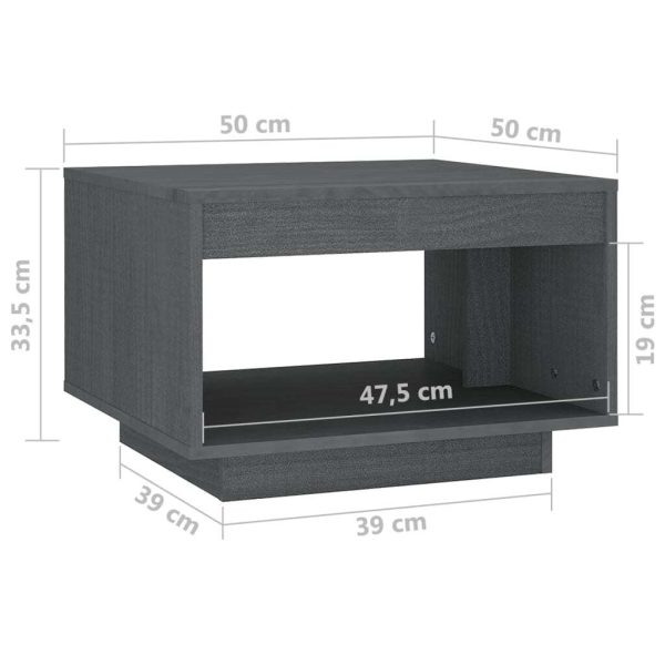 Coffee Table 50x50x33.5 cm Solid Pinewood – Grey