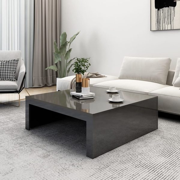 Coffee Table 100x100x35 cm Engineered Wood – High Gloss Grey