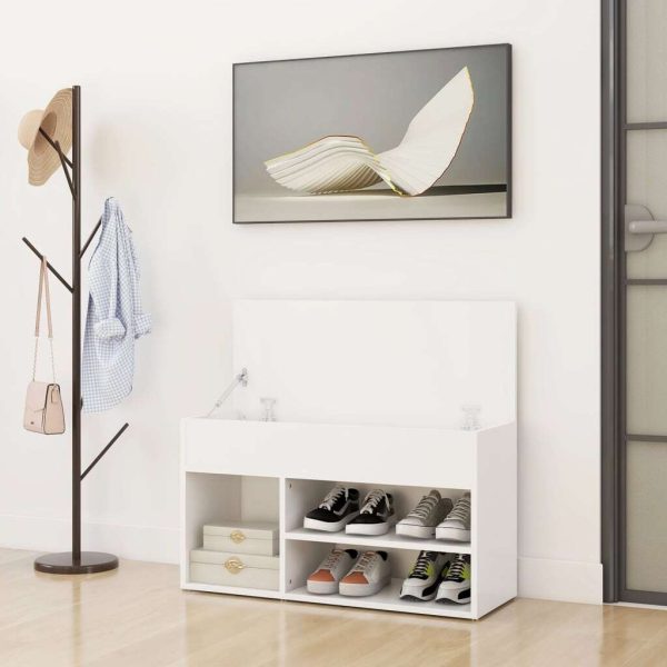 Shoe Bench 80x30x45 cm Engineered Wood – White