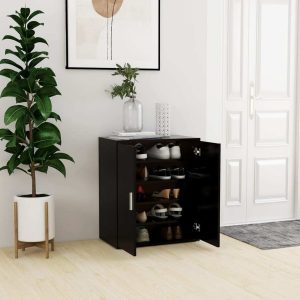 Shoe Cabinet 60x35x70 cm Engineered Wood – Black