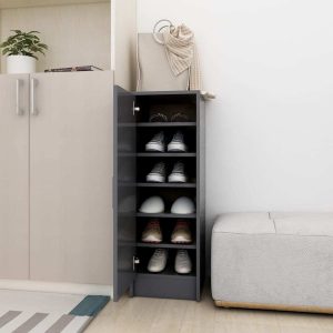 Shoe Cabinet 32x35x92 cm Engineered Wood – Grey