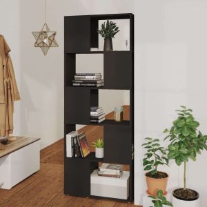 Book Cabinet Room Divider 60x24x155 cm Engineered Wood – Black
