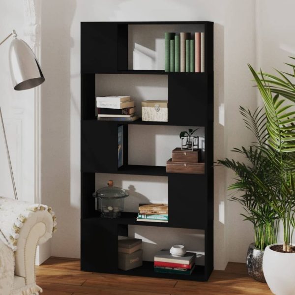 Eden Book Cabinet Room Divider 80x24x155 cm Engineered Wood – Black