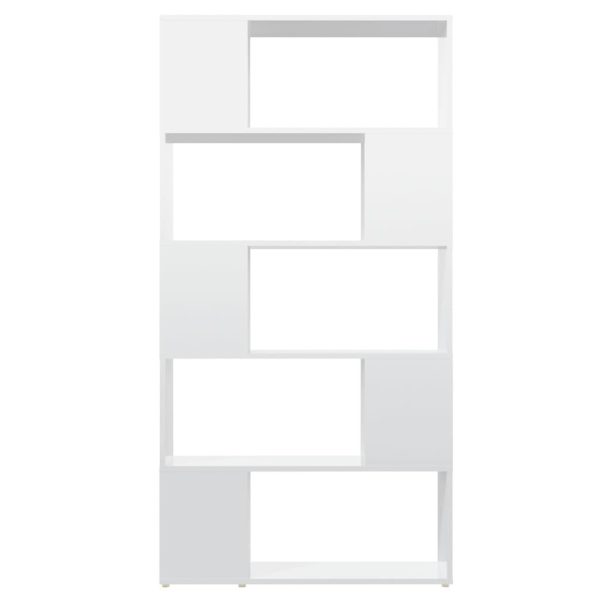 Eden Book Cabinet Room Divider 80x24x155 cm Engineered Wood – High Gloss White