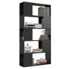Eden Book Cabinet Room Divider 80x24x155 cm Engineered Wood – High Gloss Black