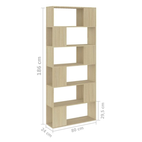 Sullivan Book Cabinet Room Divider 80x24x186 cm Engineered Wood – Sonoma oak