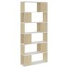 Sullivan Book Cabinet Room Divider 80x24x186 cm Engineered Wood – White and Sonoma Oak