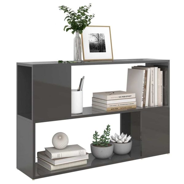 Book Cabinet 100x24x63 cm Engineered Wood – High Gloss Grey