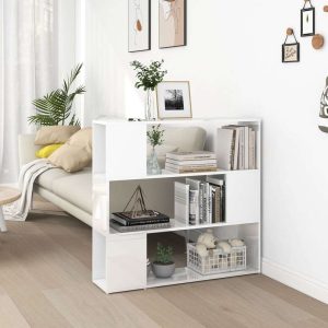 Pennsauken Book Cabinet Room Divider 100x24x94 cm – High Gloss White