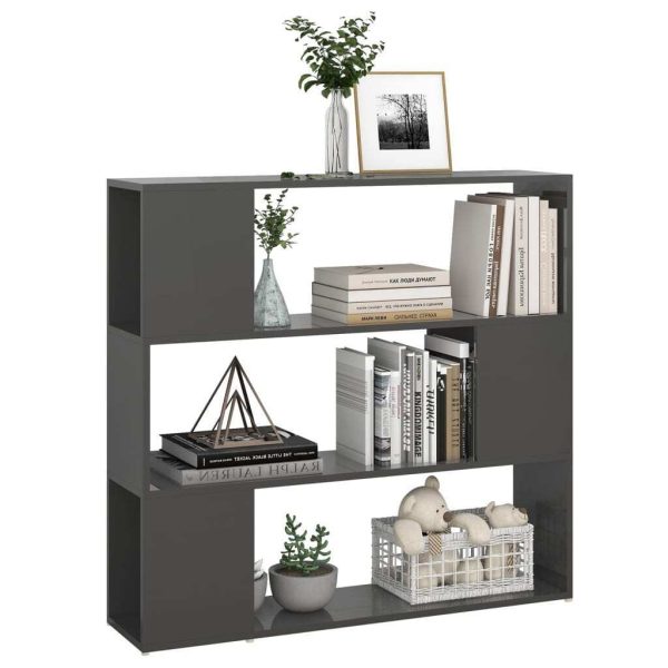 Pennsauken Book Cabinet Room Divider 100x24x94 cm – High Gloss Grey