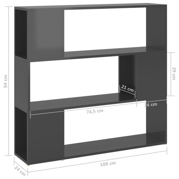 Pennsauken Book Cabinet Room Divider 100x24x94 cm – High Gloss Grey