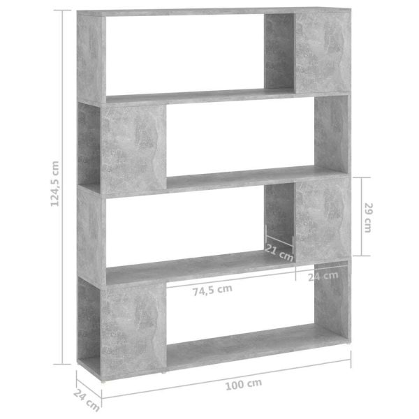Earley Book Cabinet Room Divider 100x24x124 cm – Concrete Grey