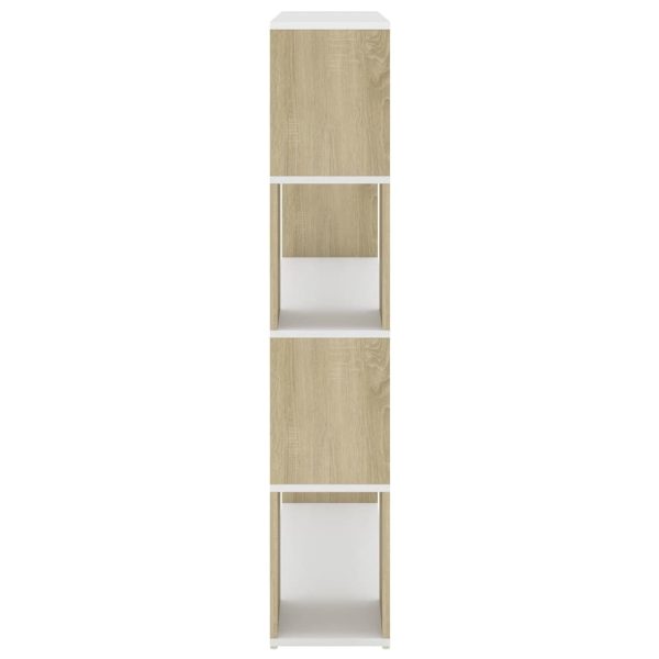 Earley Book Cabinet Room Divider 100x24x124 cm – White and Sonoma Oak