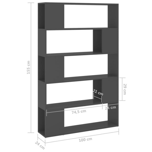 Euston Book Cabinet Room Divider 100x24x155 cm Engineered Wood – Grey