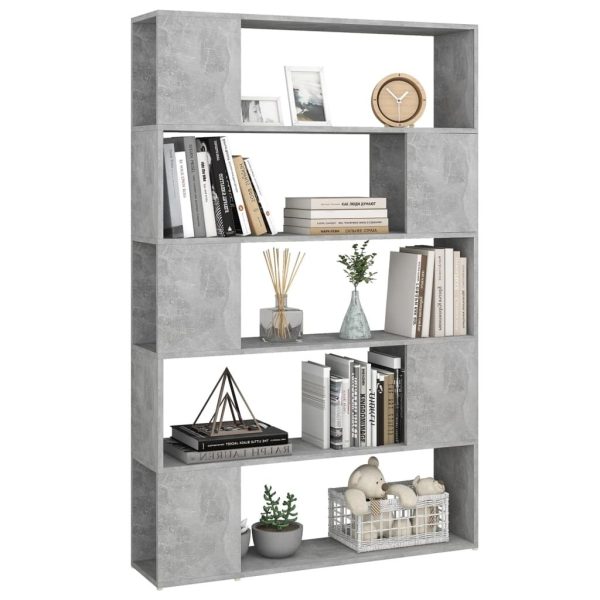 Euston Book Cabinet Room Divider 100x24x155 cm Engineered Wood – Concrete Grey