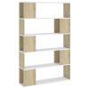 Euston Book Cabinet Room Divider 100x24x155 cm Engineered Wood – White and Sonoma Oak
