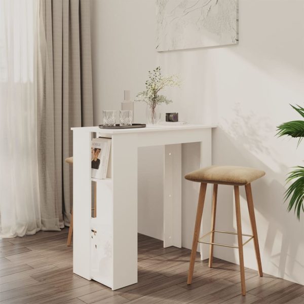 Bar Table with Shelf 102x50x103.5 cm Engineered Wood – White
