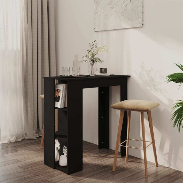 Bar Table with Shelf 102x50x103.5 cm Engineered Wood – Black
