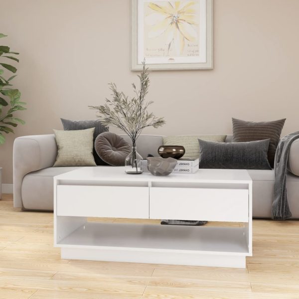 Coffee Table 102.5x55x44 cm Engineered Wood – White