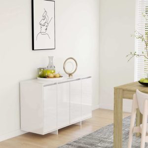 Sideboard 120x41x75 cm Engineered Wood – High Gloss White