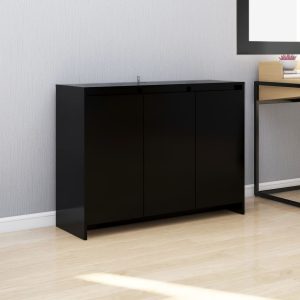 Sideboard 102x33x75 cm Engineered Wood – Black