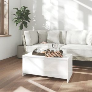 Coffee Table 90x50x41.5 cm Engineered Wood – High Gloss White
