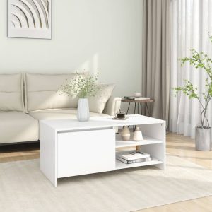 Coffee Table 102x50x45 cm Engineered Wood – White