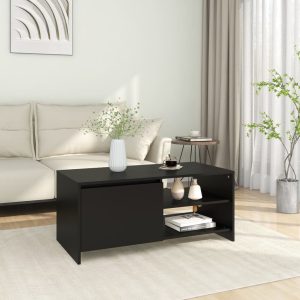 Coffee Table 102x50x45 cm Engineered Wood – Black