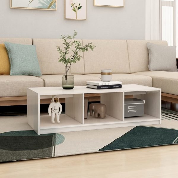 Coffee Table 110x50x34 cm Solid Pinewood – White